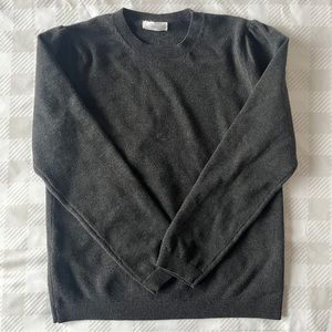 Mango Like New Gray Shoulder Pleated Crewneck Sweater XL